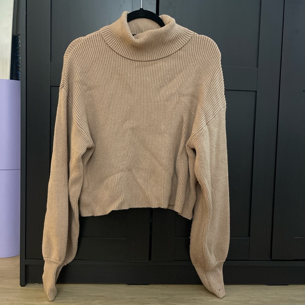 Knit Turtleneck Sweater (Tan)